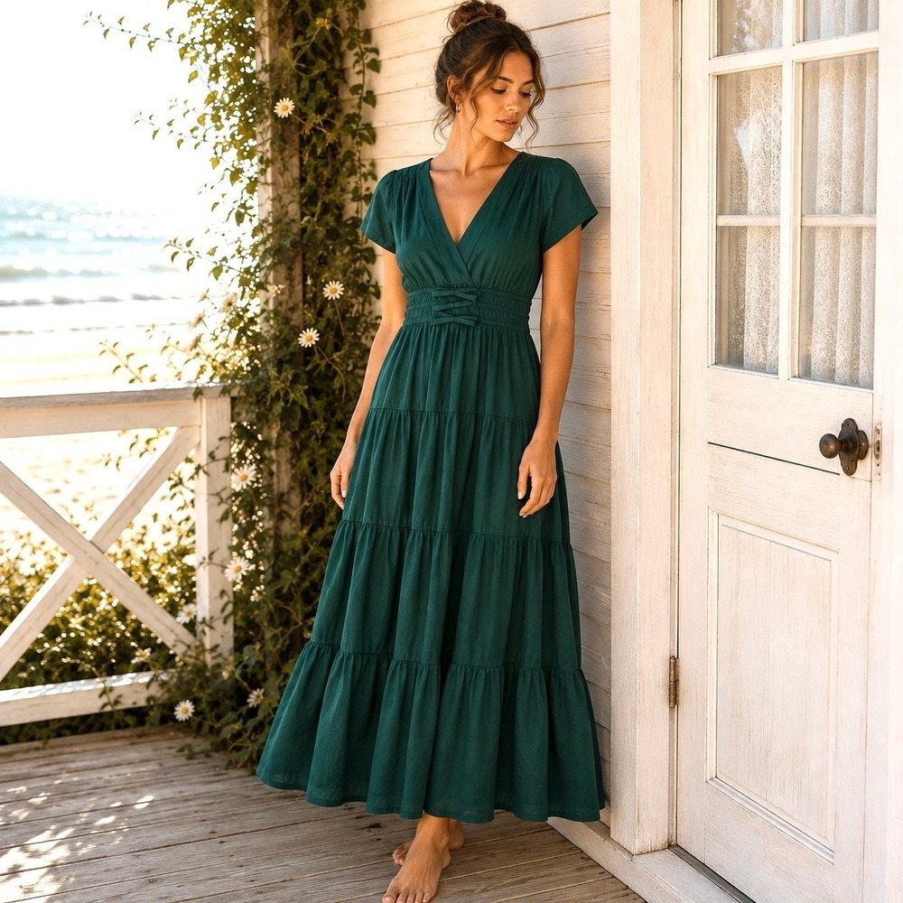 Anthropologie Meadow Rhodes Medium Maxi Dress Cottagecore Prairie Coastal Boho